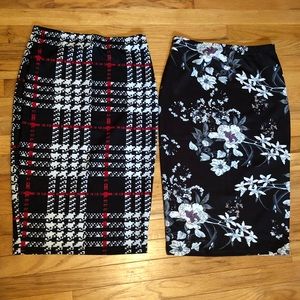 Pair of elastic waist pencil skirts, size M